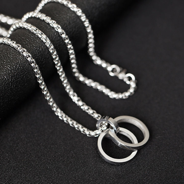 Men's Hipster Three-ring Titanium Steel Live Broadcast Necklaces