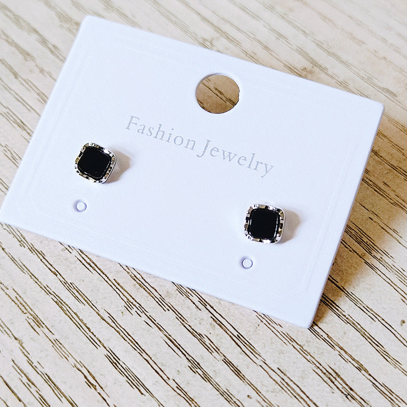 Black Square Mini Ear Female Trendy Earrings