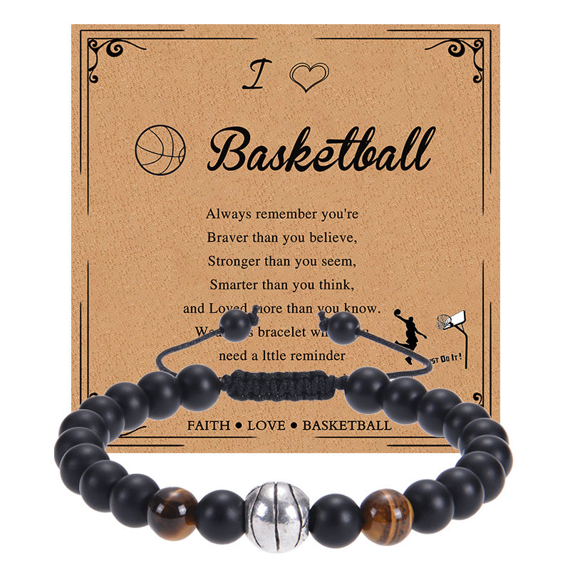 Beaded Black Frosted Football Tennis Basketball Bracelets