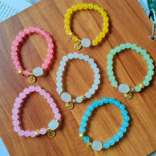 Fu Character Stall Live Gift Imitation White Jade Bracelets