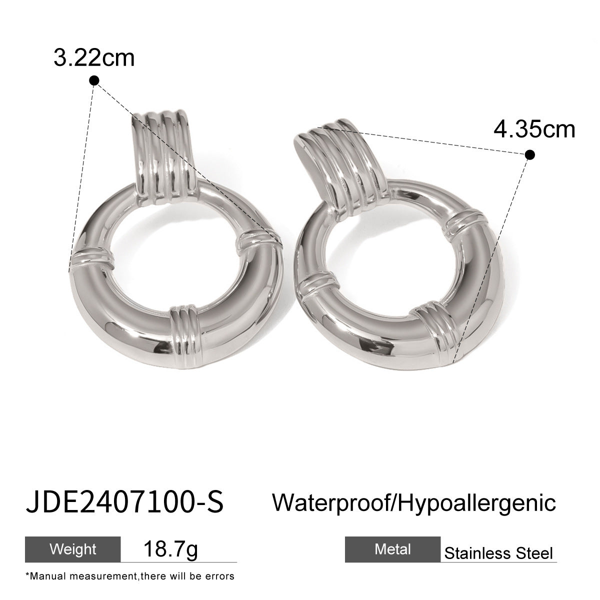 Steel Round High-grade Ear Titanium Contrast Earrings