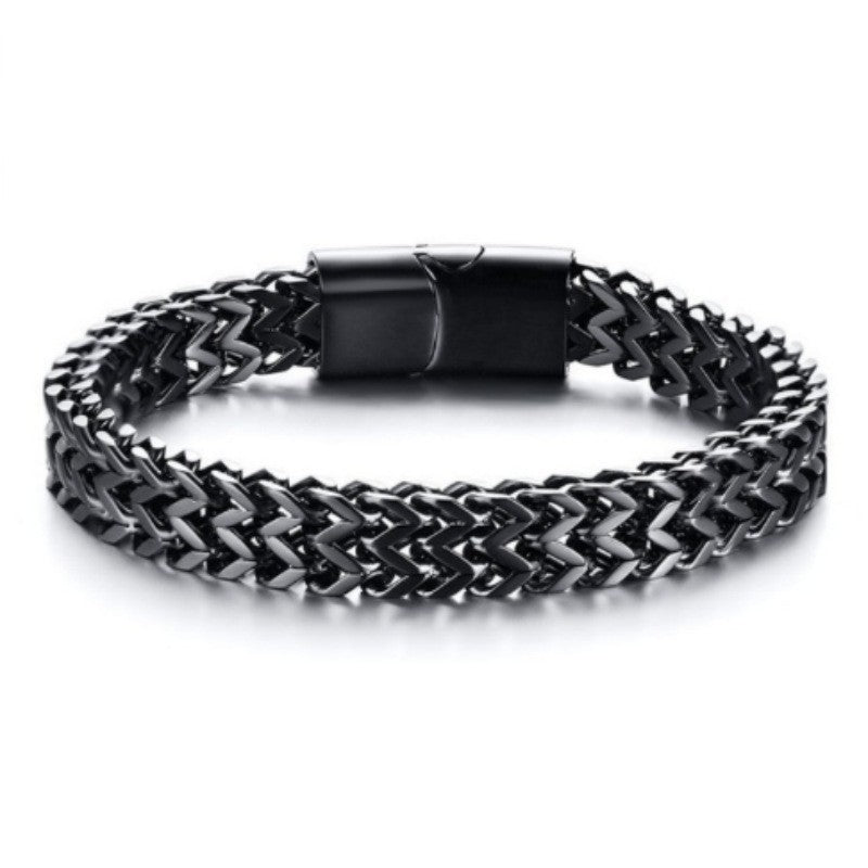 Men's Steel Module Stainless Woven Square Positive Negative Chain Bracelets