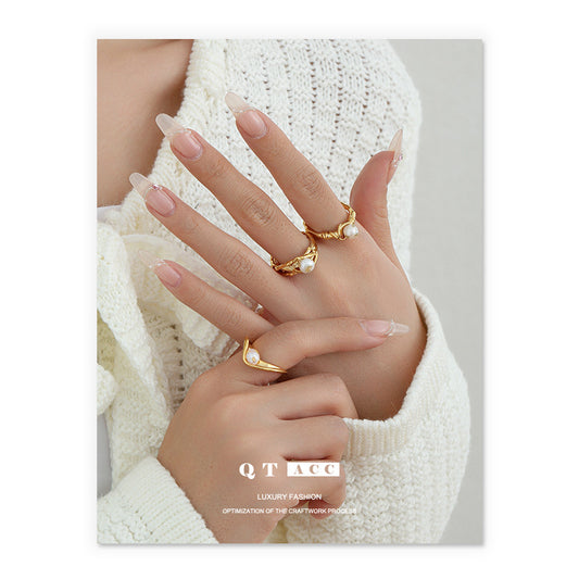 Exquisite Gold Plated Minority Natural Pearl Rings
