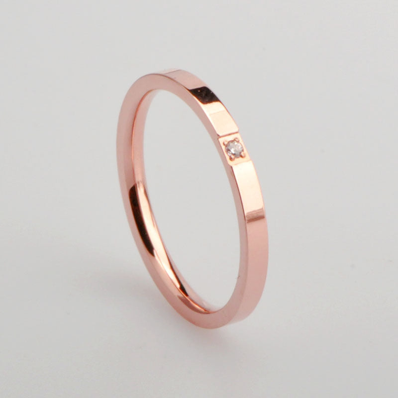 Women's & Men's Rhinestone Rose Gold Micro Inlaid With Rings