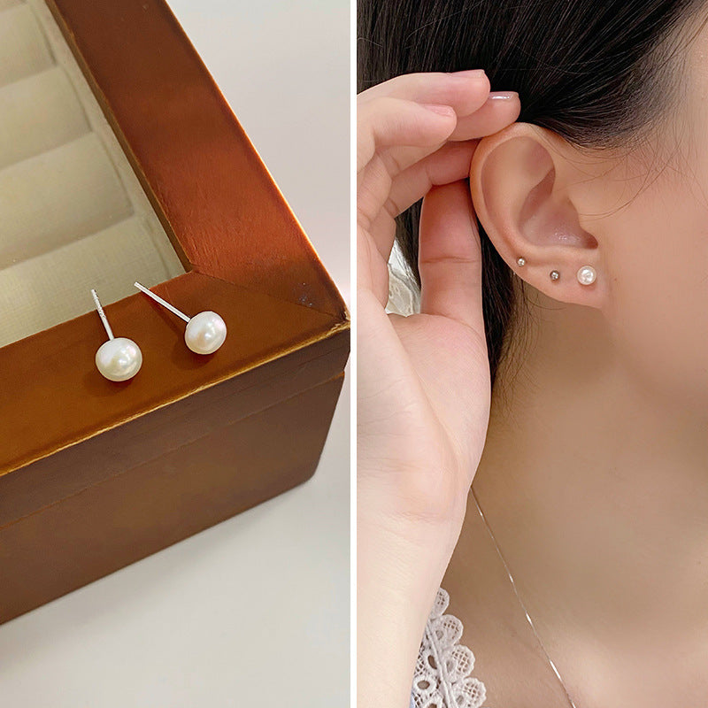 Women's Natural Freshwater Small Pearl For Mini Simple Style Korean Earrings