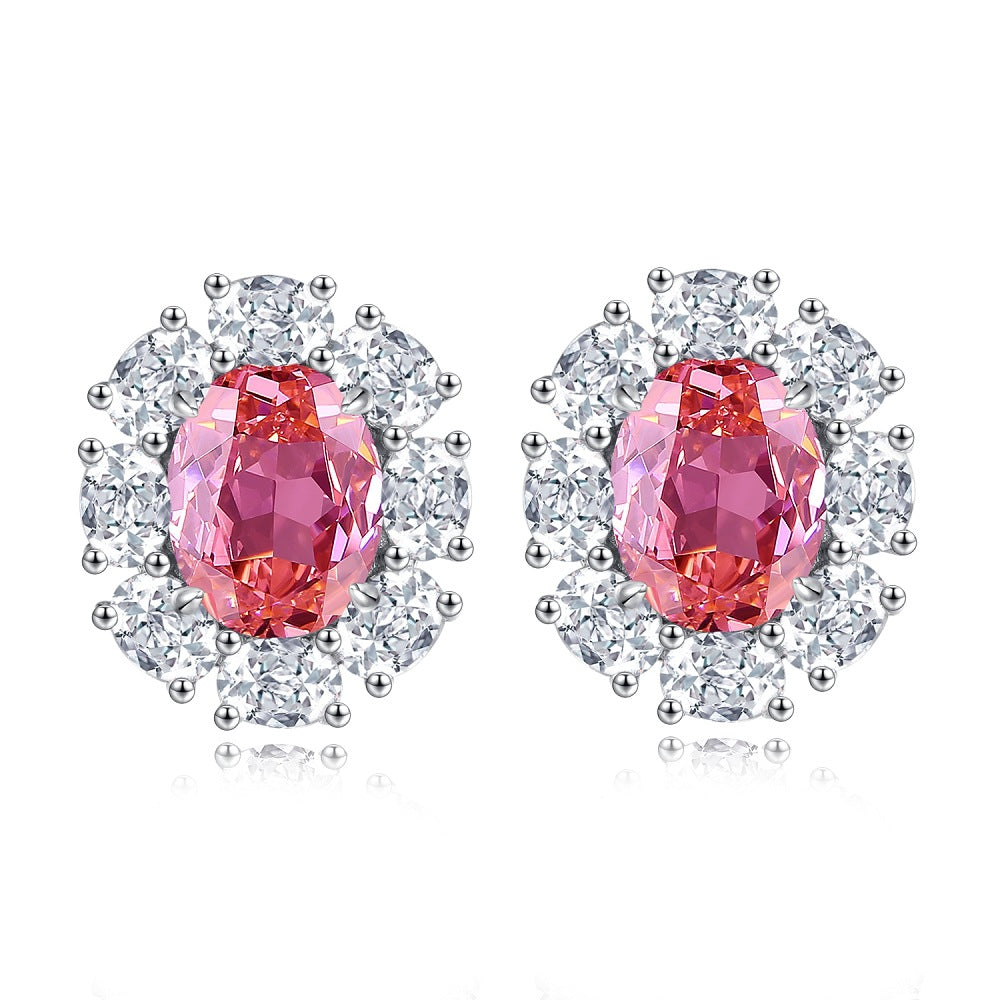 Women's Sterling Sier For Full Rhinestone Zircon High Carbon Earrings