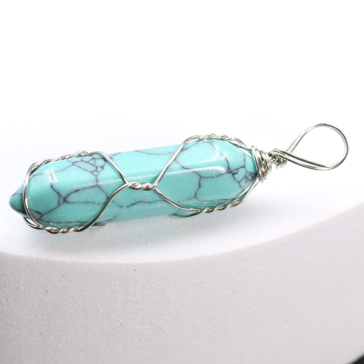 Pink Crystal Winding Hexagon Prism Handmade Pendants