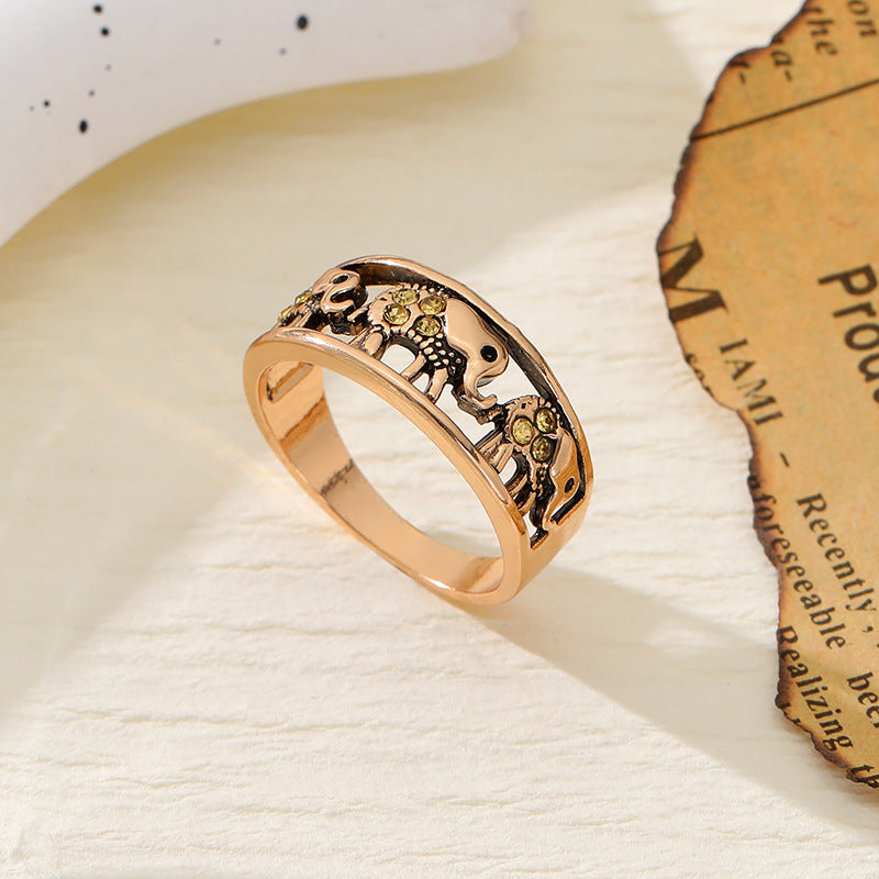 Retro Personalized Fashion Animal Couple Hollow Ancient Rings