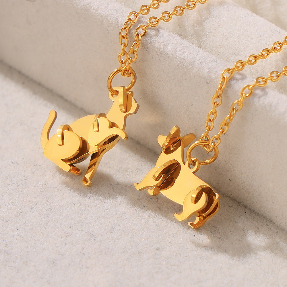 Wind Light Luxury Titanium Steel Animal Ornaments Necklaces