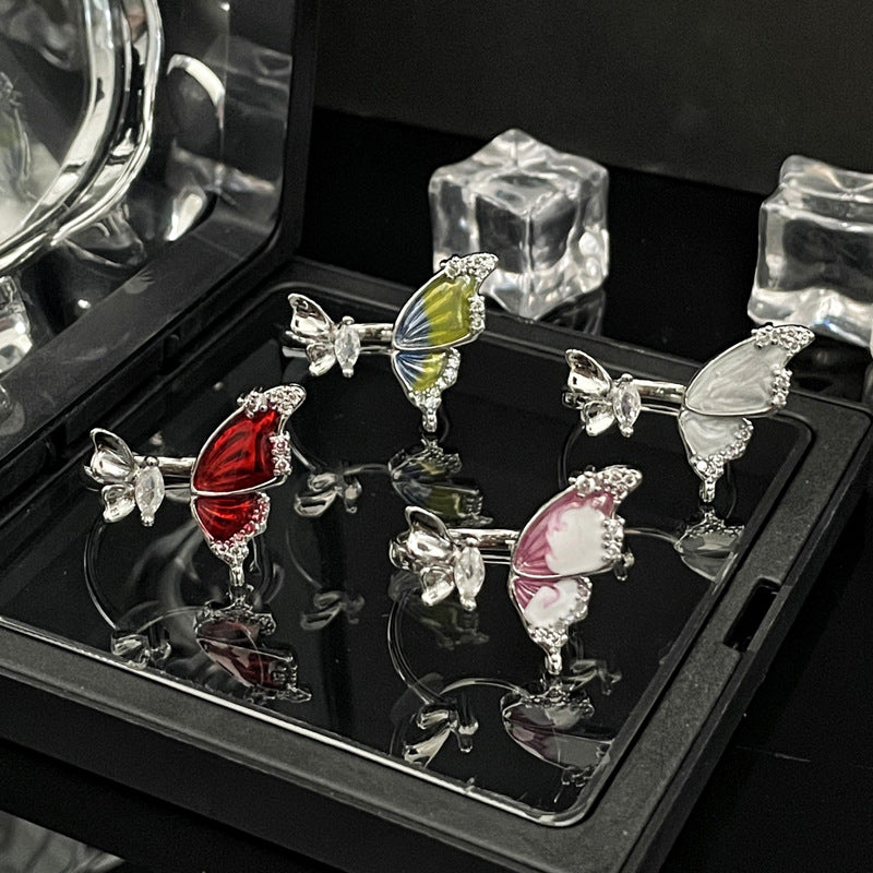 Drip Glazed Open Female Cold Style Light Luxury High-grade Rings