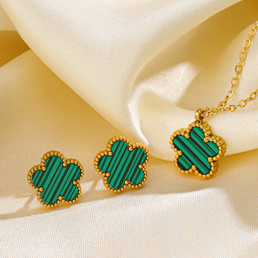 Steel Flower Ear Simple Popular Color Jewelry Set