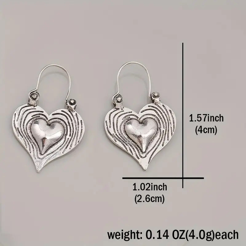 Women's Three-dimensional Texture Love Heart Fashion Elegant Earrings