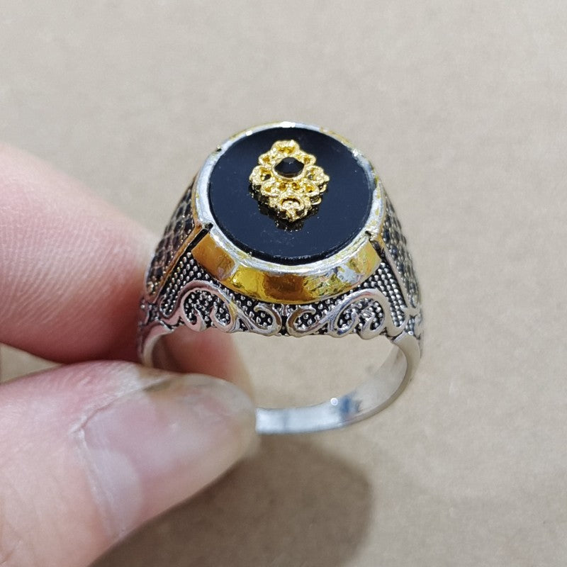 Men's Ornament Geometric Ellipse Black Acrylic Personality Rings