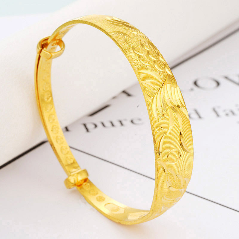 Women's Placer Gold Ancient No Color Fading Summer High-grade Dragon Phoenix Bracelets