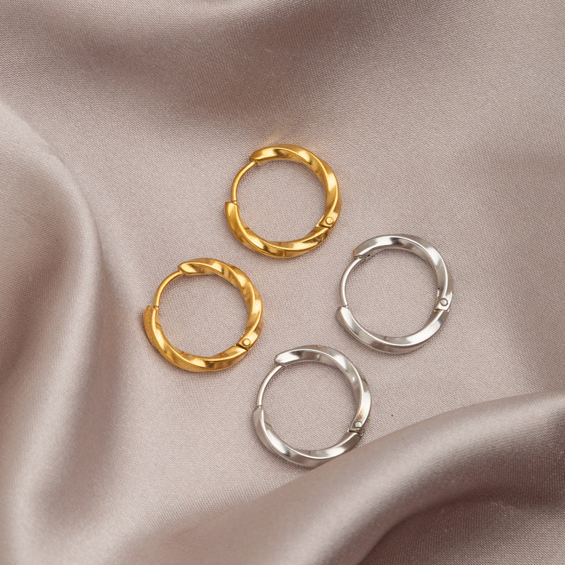 Women's Twist Titanium Steel Ear Clip Do Not Fade Cold Wind Earrings