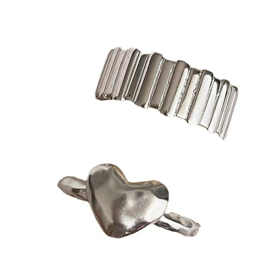 Luxury Simple Black Agate Female Niche Retro Rings