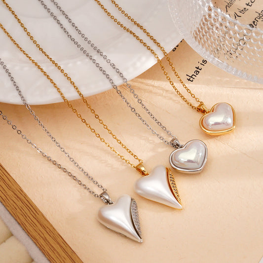 Women's Titanium Steel Double-sided Heart Trendy Simple Necklaces