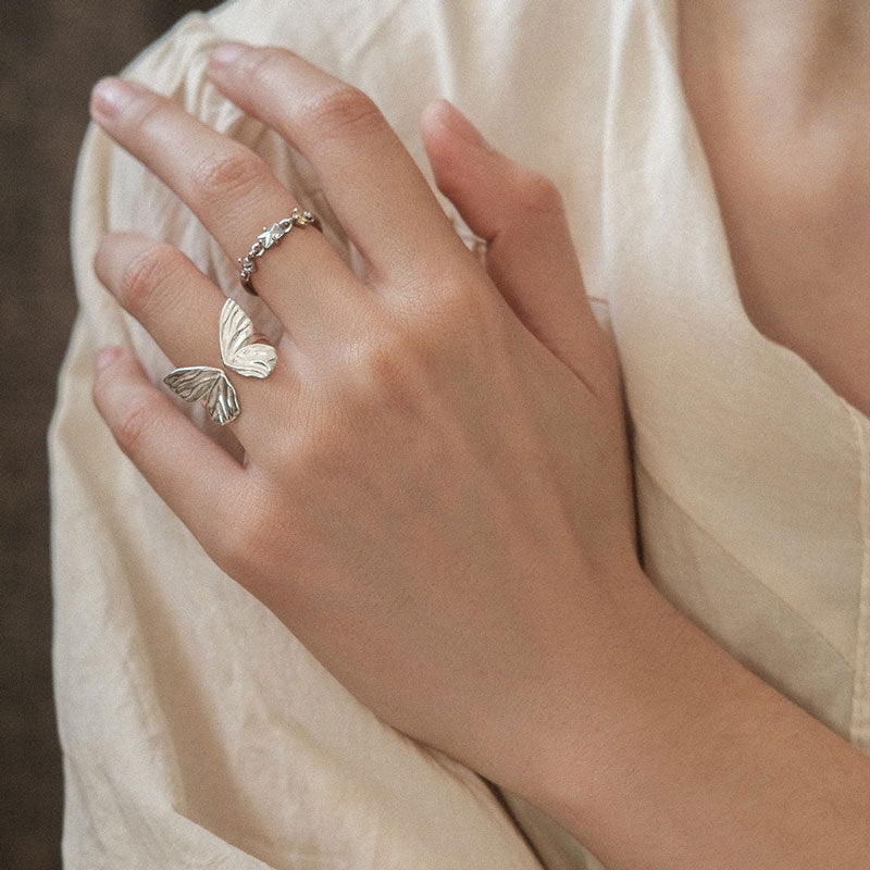 Go Picnic Butterfly Advanced Handmade Sier Natural Rings