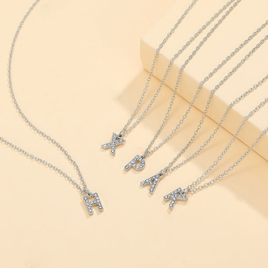 Women's & Men's English Letter Fashionable Metal Spot Drill Necklaces