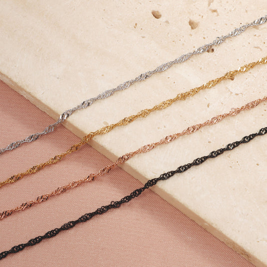 Women's Stainless Steel Water Wave Chain For Necklaces