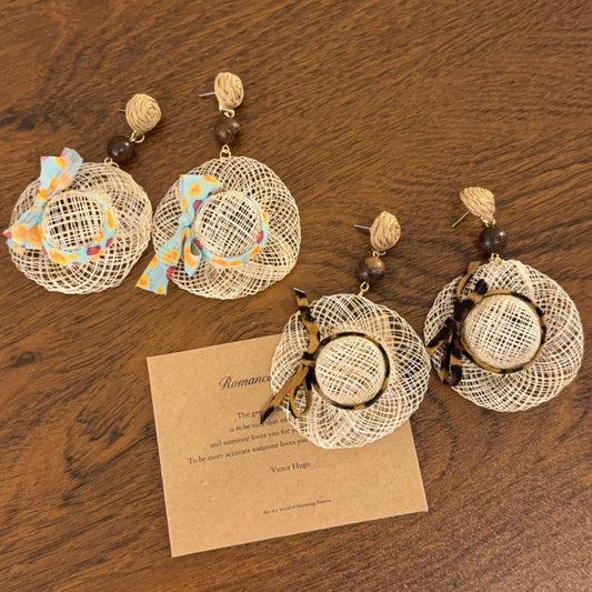 Women's Straw Hat Dopamine Drop Niche Design Earrings