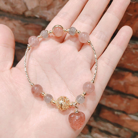 Peach Heart Female Trend Hollow Beads Gray Bracelets