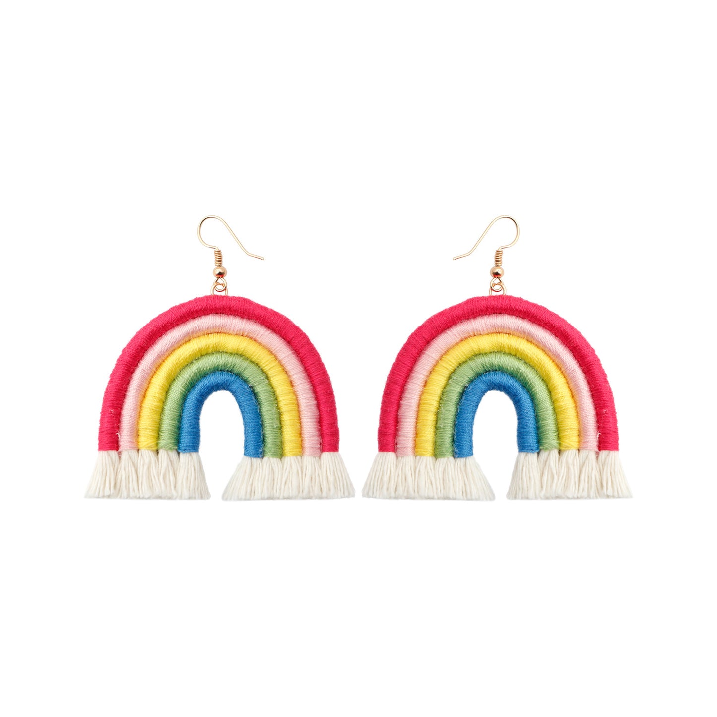 Pastoral Style Bohemian Rainbow Hand-woven Exaggerated Earrings