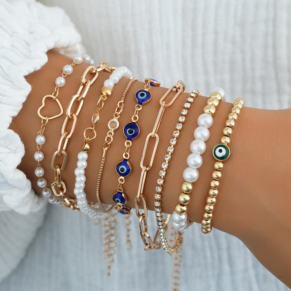 Women's Niche Devil's Eye Zircon Pearl Fashion Bracelet