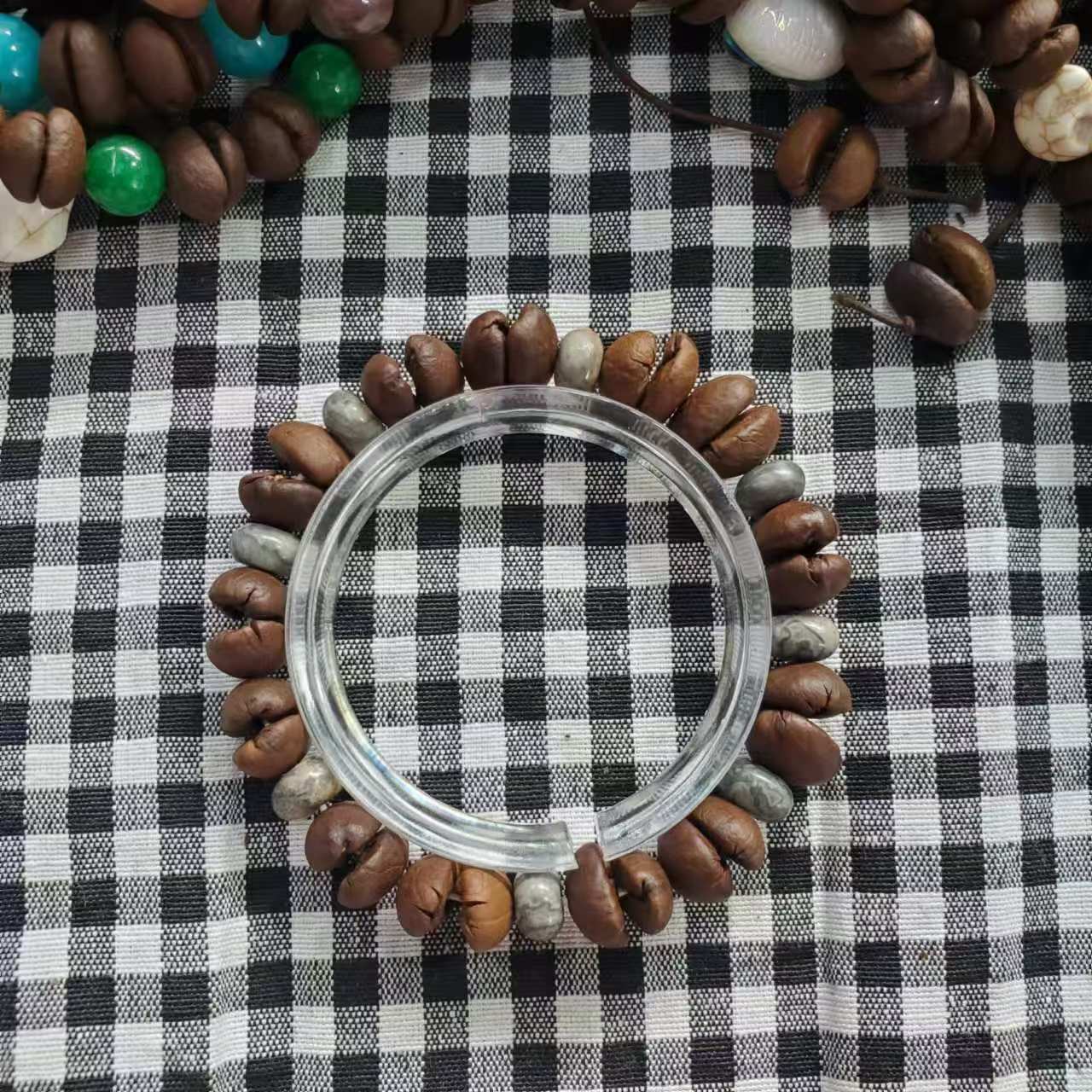 Coffee Bean Ebony Kitten Head Passion Fruit Seed Bracelets