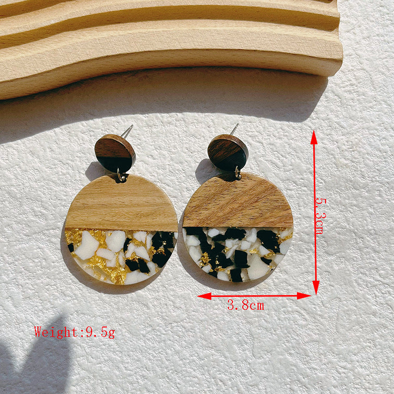 Women's Resin Stitching Niche High-grade Gold Foil Earrings