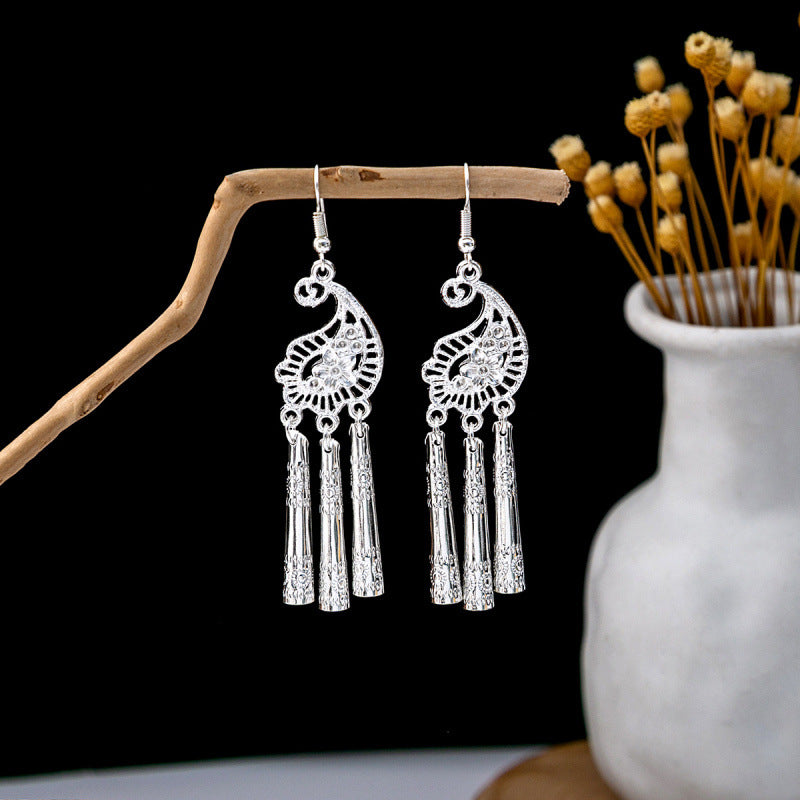 Imitation Miao Sier Ethnic Style Peacock Earrings