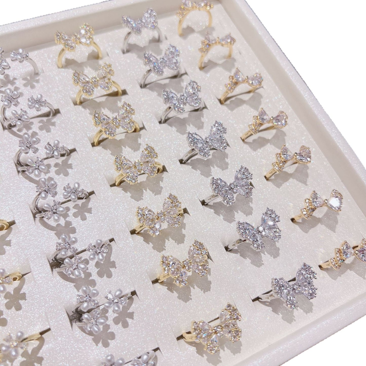 Zircon Flower Niche Style Fashion Design Ice Ring