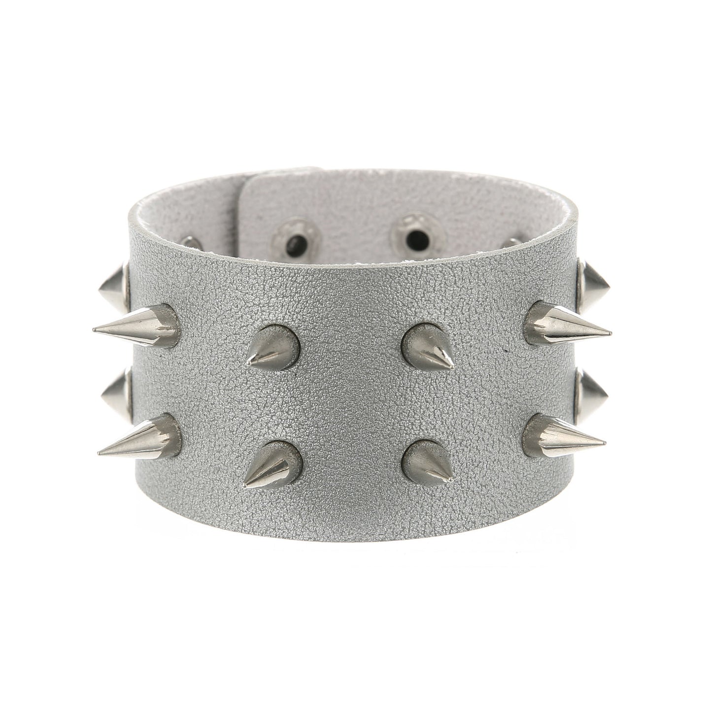 Punk Double Row Alloy Spike Couple Leather Rock Stainless Bracelet
