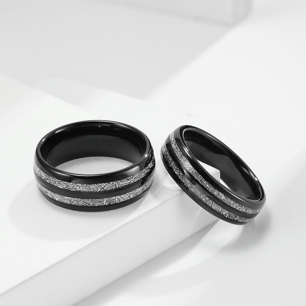 Women's & Men's Double Groove Tungsten Steel Inlaid Ice Silk Rings