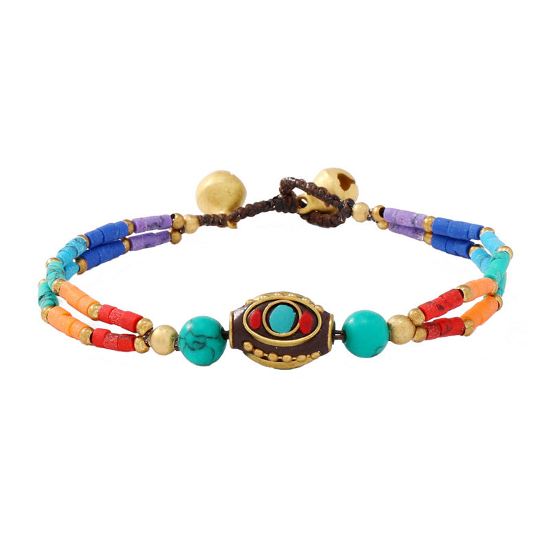 Women's Nepal Woven Ethnic Style Retro Unique Bell Bracelets