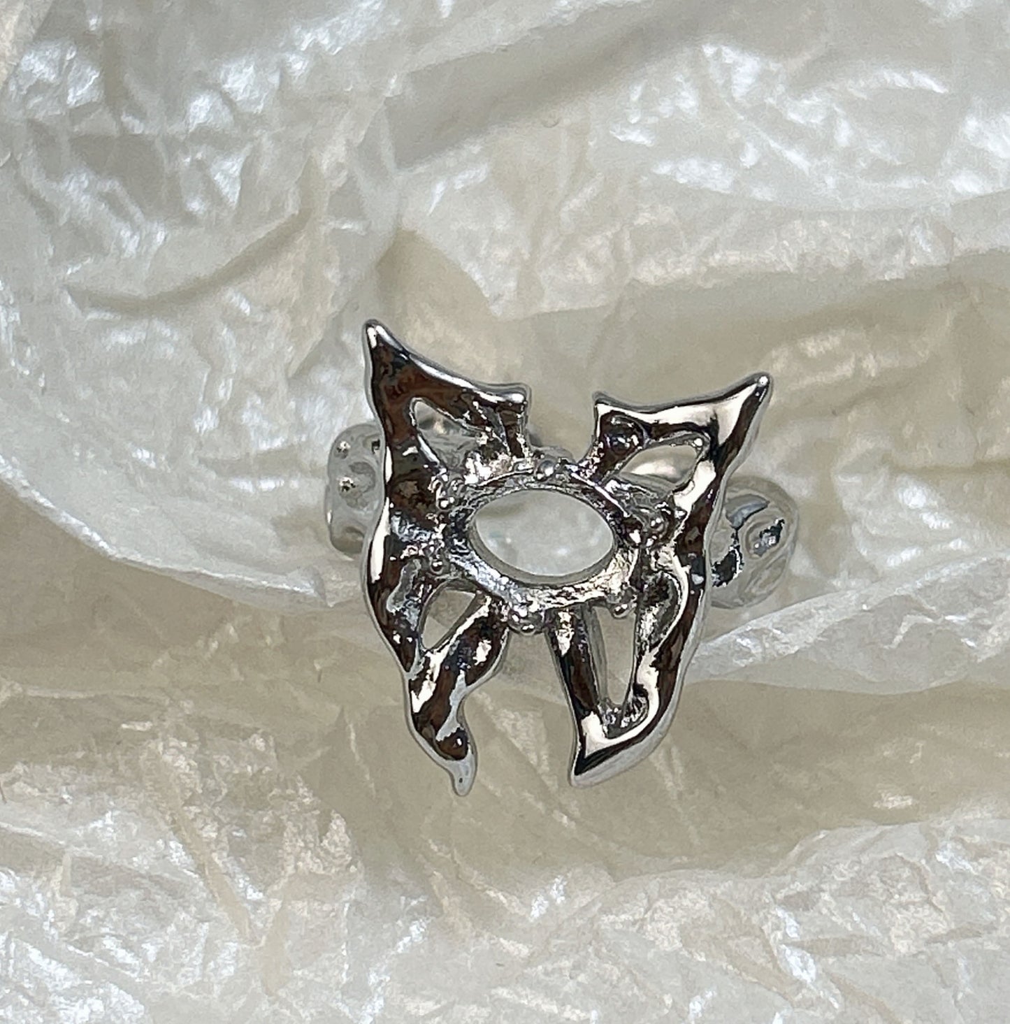 Setting Big Diamond Round Drip Love Open Mouth Inlaid Ring