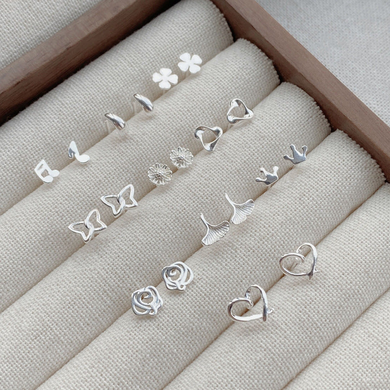 Women's For Simple Compact Love Heart Niche High Earrings