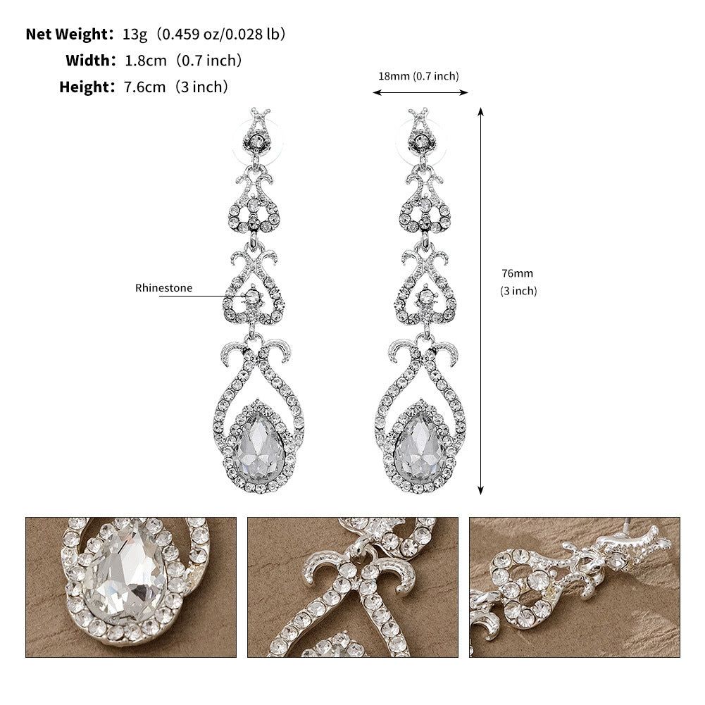 Women's Retro Bridal Exaggerated Super Flash Wedding Banquet High-grade Earrings