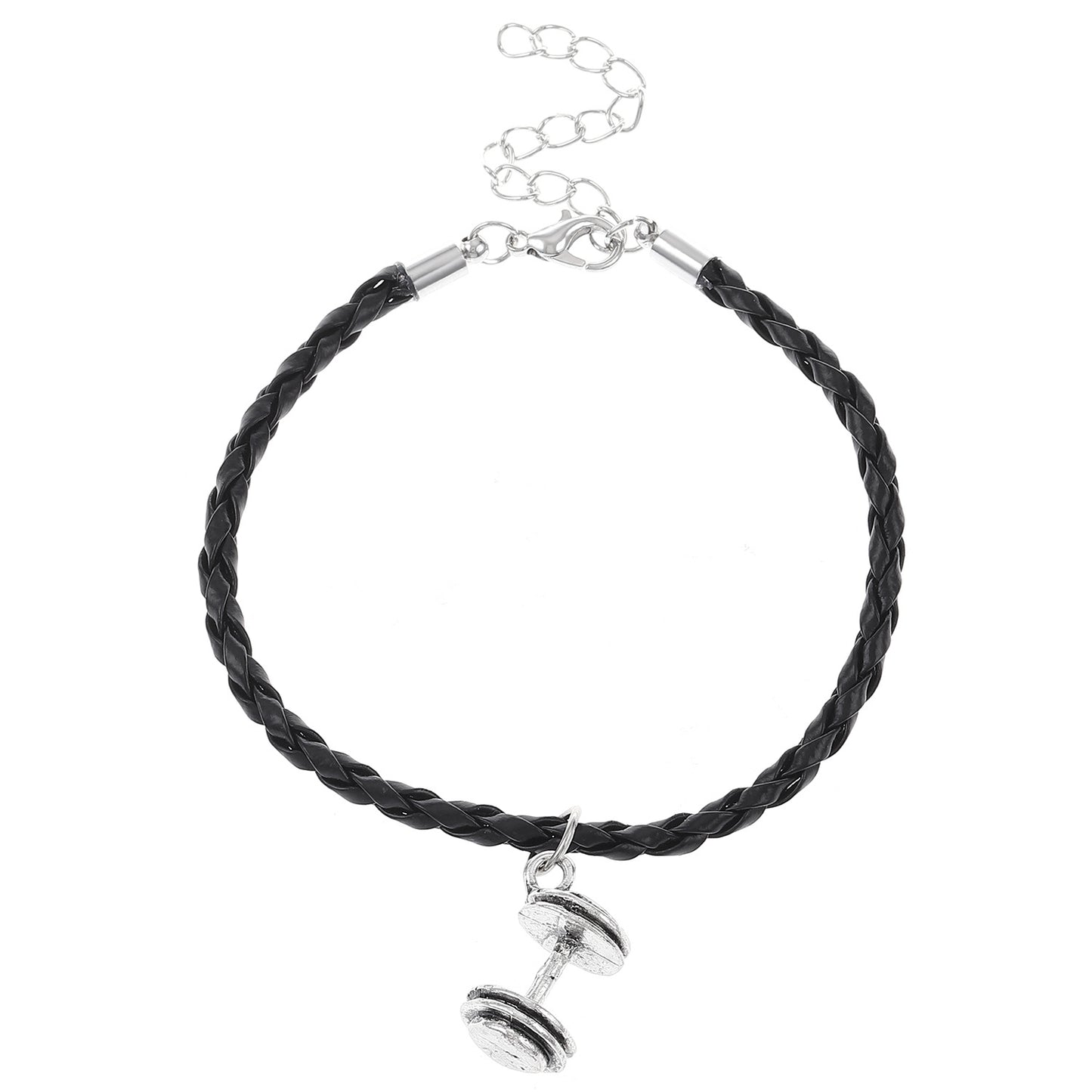 Men's Dumbbell Woven Twisted Style Simple Black Bracelets