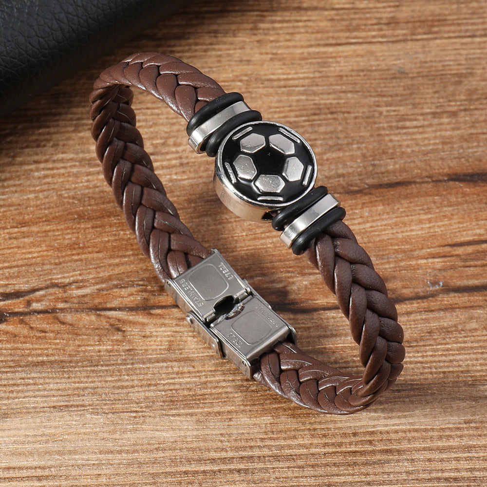 Men's Snap Joint Alloy Football Leather Team Bracelets