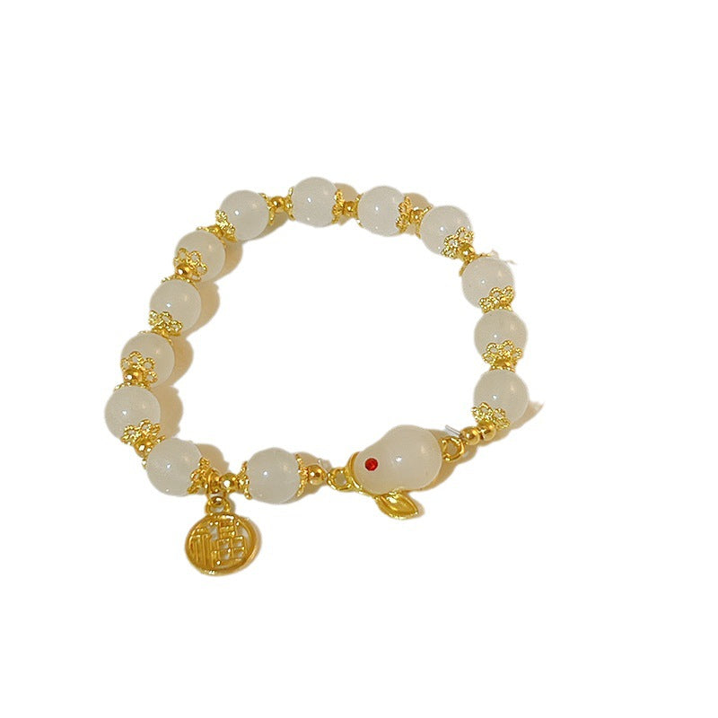 Women's Chinese Style Jade Hare Original Life Bracelets