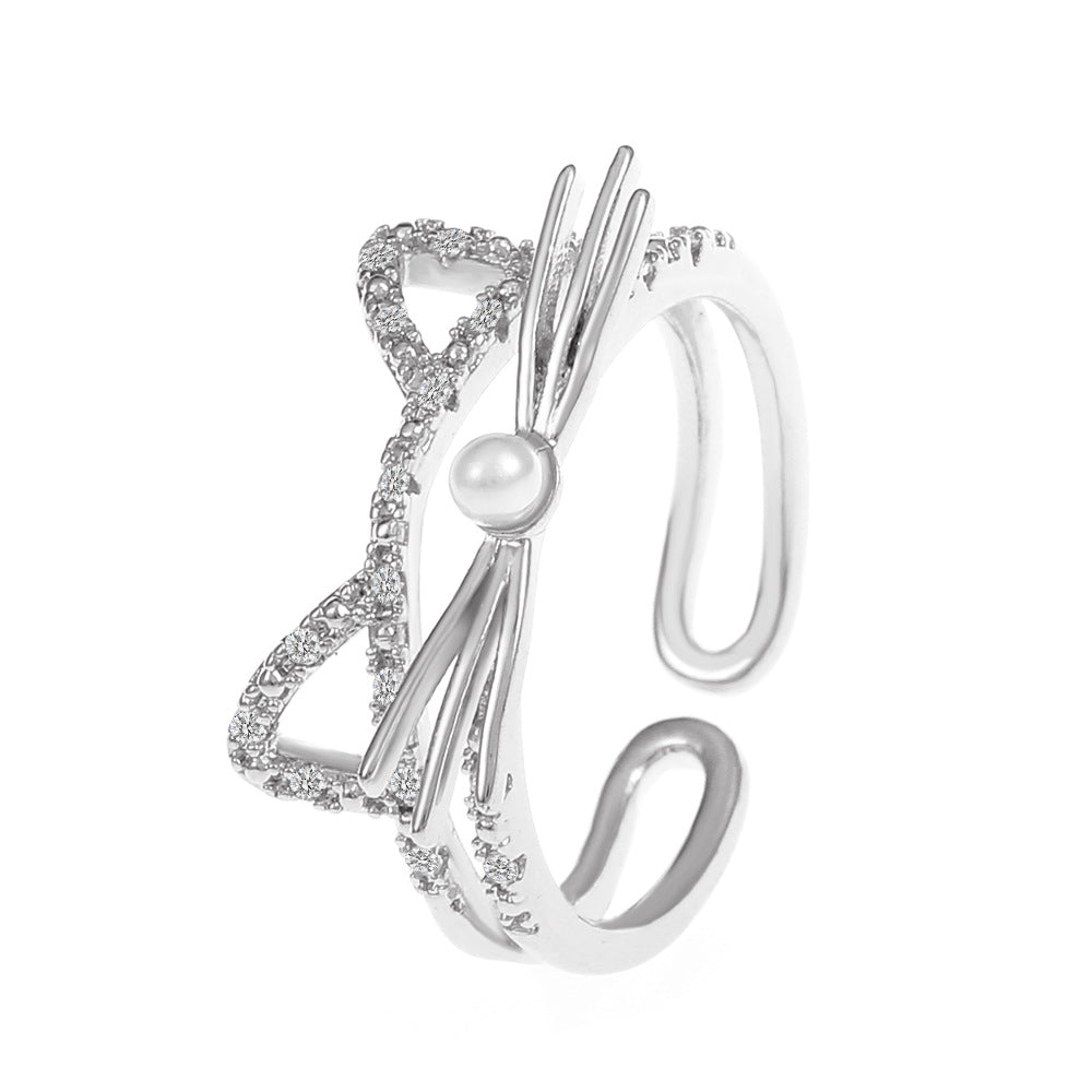 Women's Cat Design Fashion Personalized Opening Index Rings
