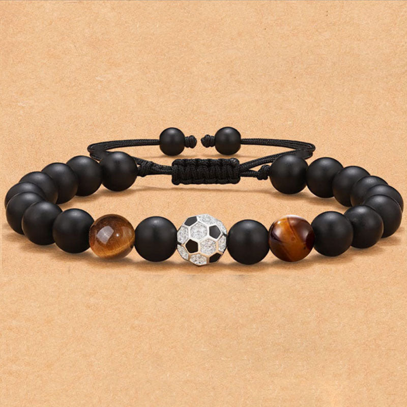 Men's Black Silk Frosted Woven Football Fashion Tigereye Bracelets