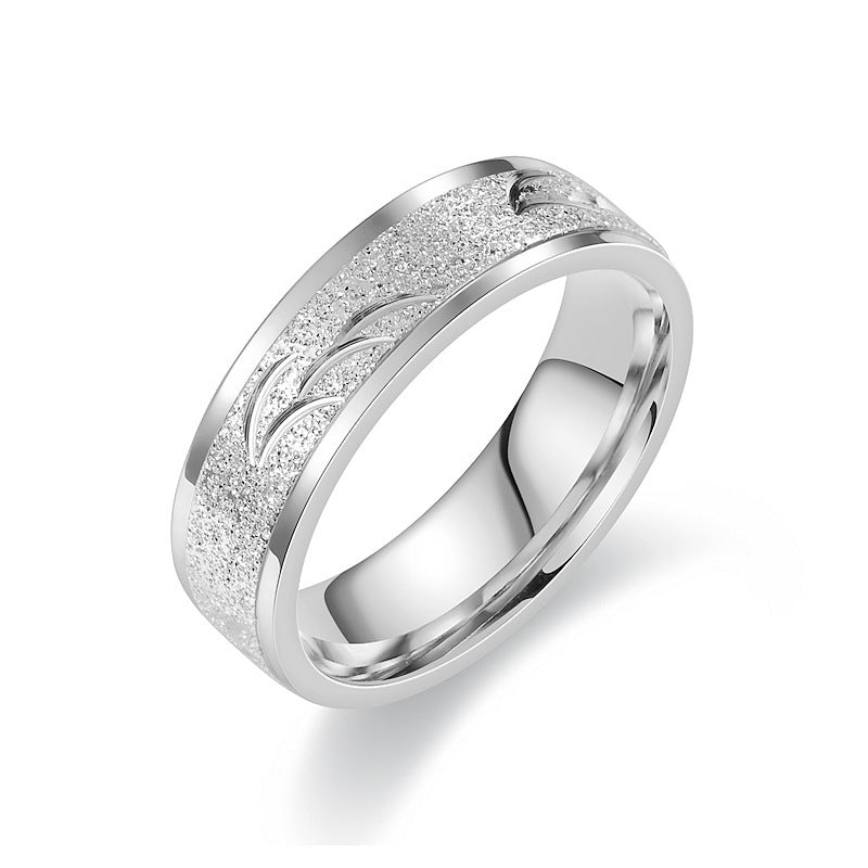 Titanium Steel Carved Frosted Niche Couple Rings