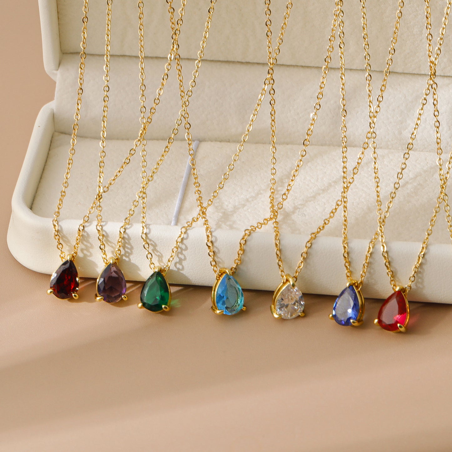 Drop Zircon Month Birthstone Birthstones Pear-shaped Necklaces