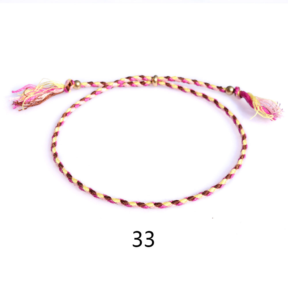 Women's & Men's Colorful Cotton String Friendship Copper Bead Bracelets