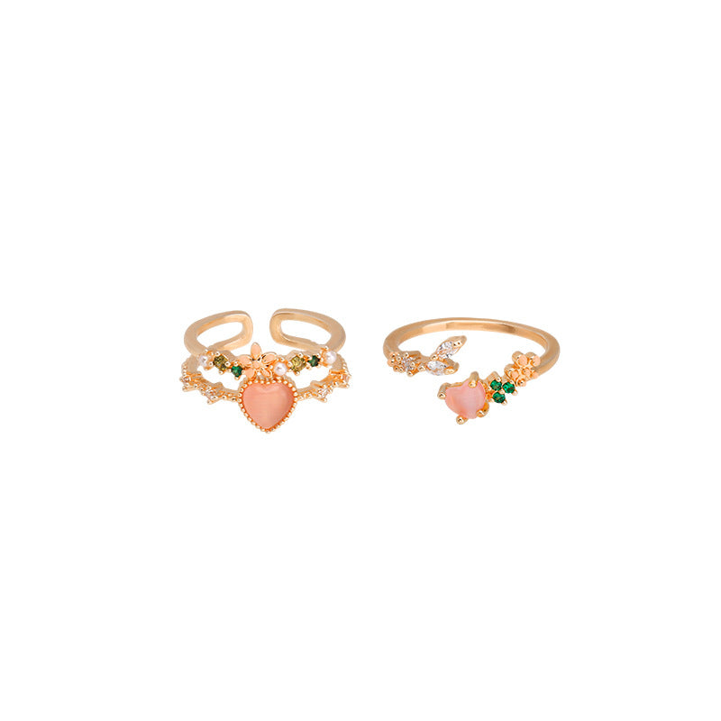 Layers Loving Heart Open-end Zircon Female Rings