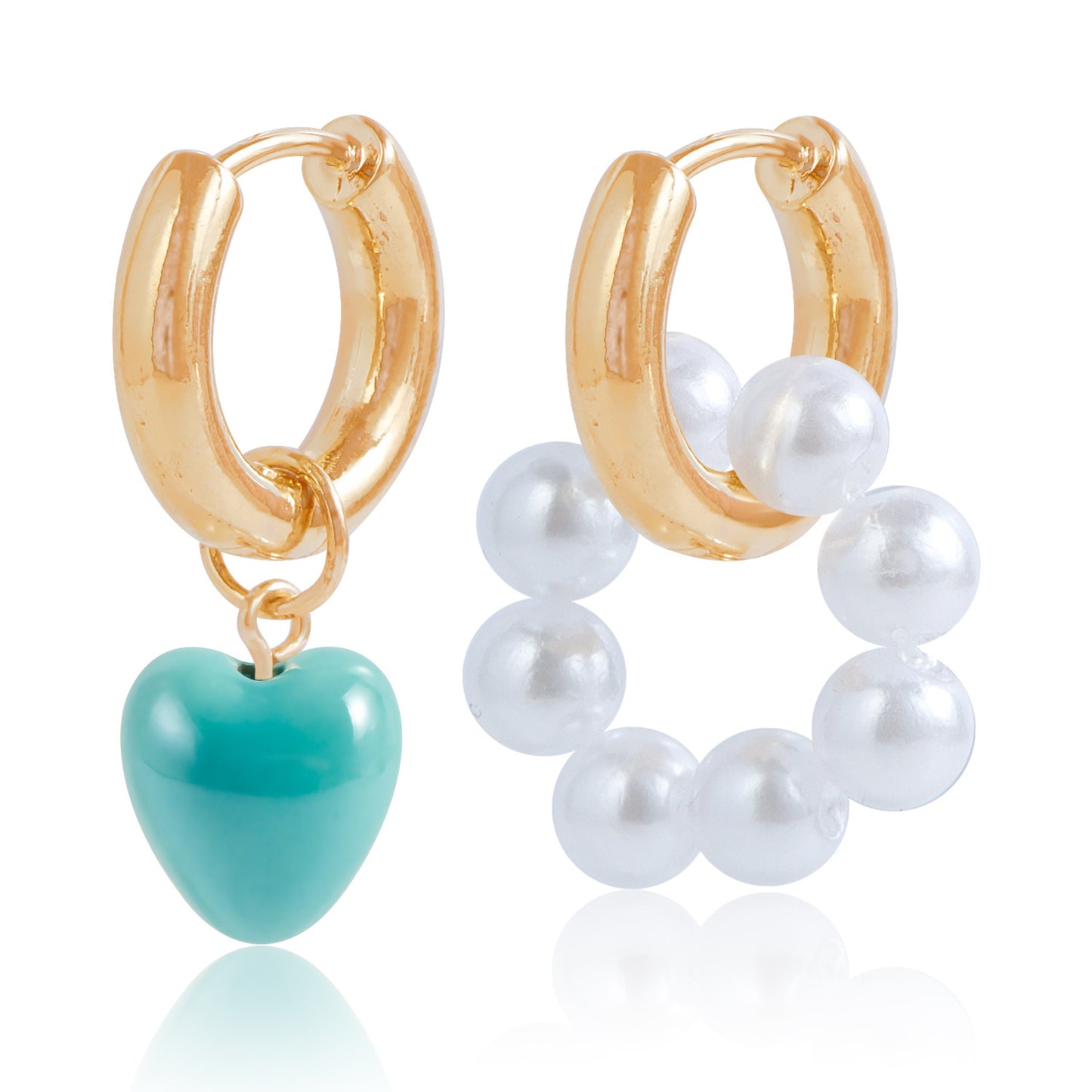 Imitation Pearl Beaded Female Asymmetric Love Earrings