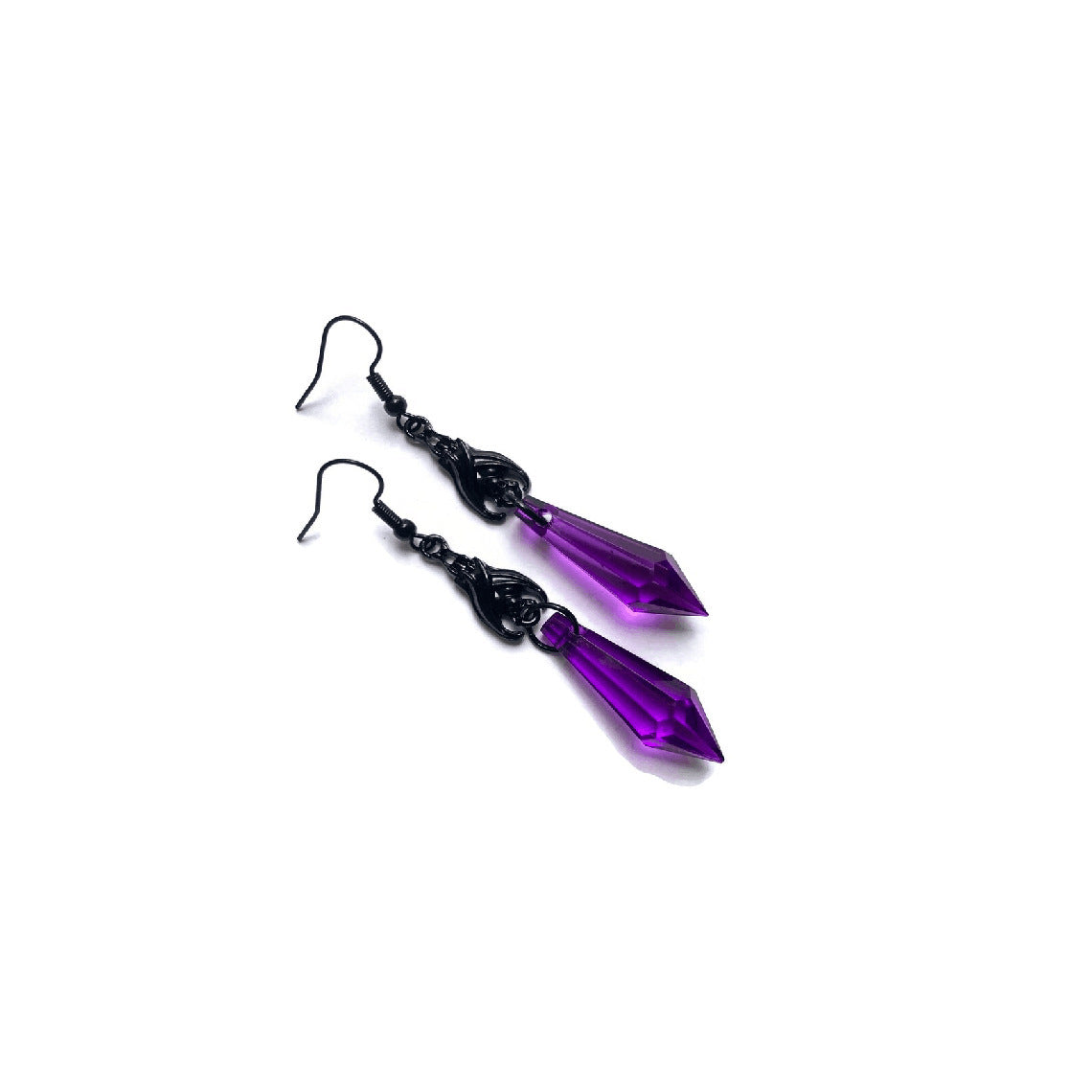 Black Artificial Crystal Dark Bat Amethyst Earrings