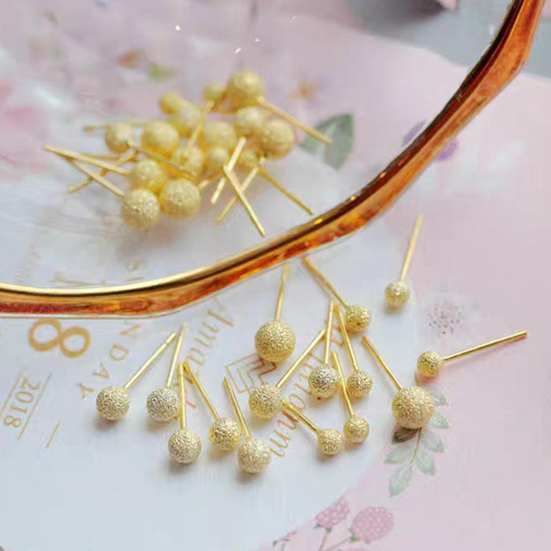 Matte Round Beads Small Ear Bulb Earrings